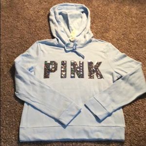 PINK VS sequin bling hoodie pullover, small